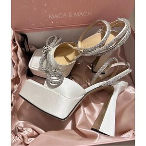 Mach & Mach Women's Silver Platform Heels perfect for Wedding